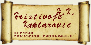 Hristivoje Kaplarović vizit kartica